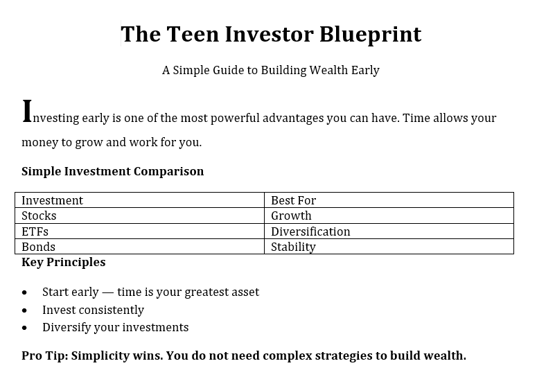 Word document output — basic formatting, no drop caps, plain table